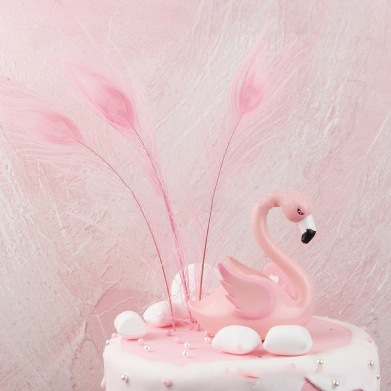 

Props Feather Cake Decoration Plug Pink Flamingos Single Beautiful Ins Drop Shipping