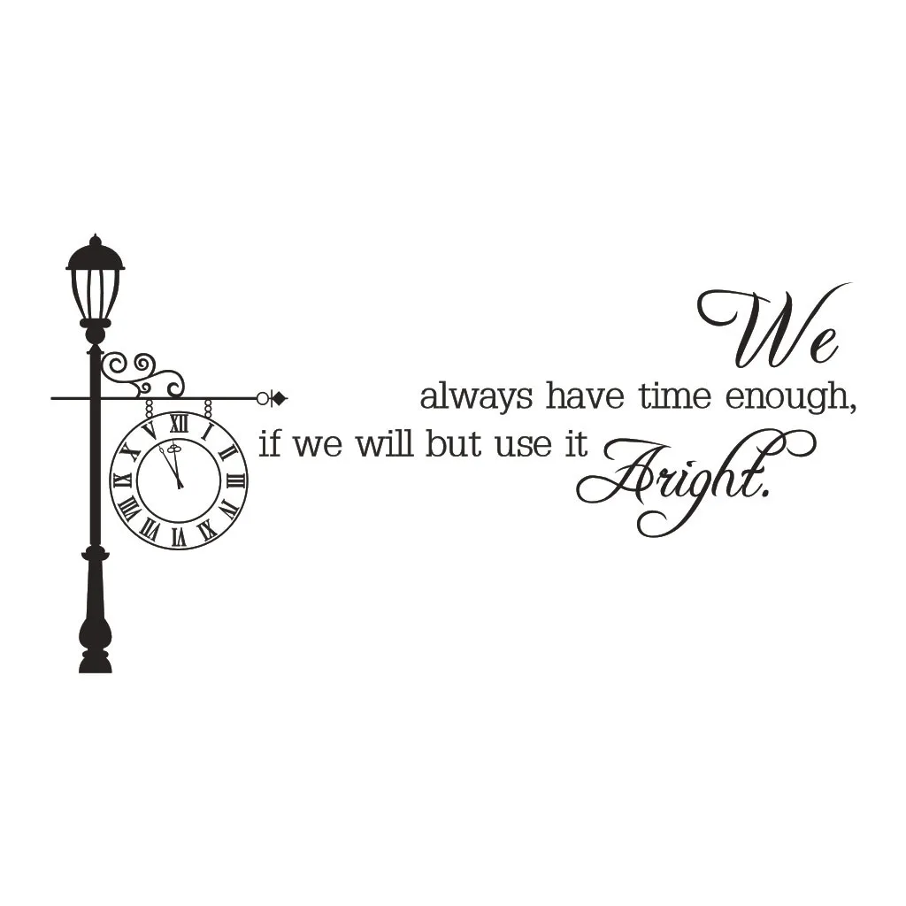 

KAKUDER We Always Have Time Enough Clock Wall Stickers Home Decor Living Room Design Home Sticker Removable Vinyl Decals 516W