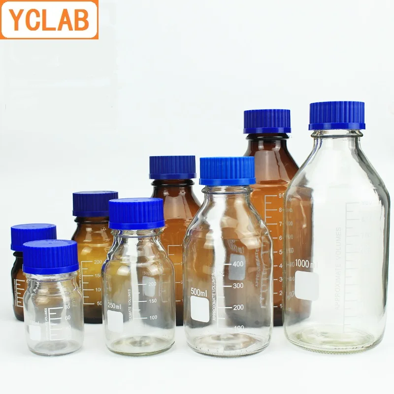 YCLAB 500 мл бутылка реагента винт рот с голубой крышкой коричневое Янтарное стекло медицинская лаборатория химическое оборудование