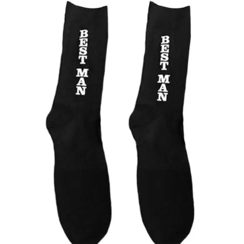 

Men Black Wedding Socks Groomsman Groom Best Man Father of the Bride Funny Gift For Boyfriend Husband Cotton Casual New Hot Sale