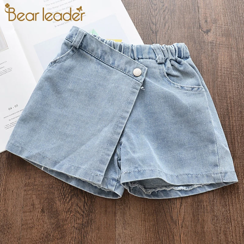 

Bear Leader Girls Jean Pants 2019 Girls Jeans Shorts Simple Button Design Light Blue Shorts Elastic Waist Children's Jean