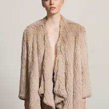 Русская женская зимняя Толстая теплая куртка из натурального меха кролика пальто меховой пуловер вязаное меховое пальто куртка