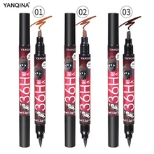 Yanqina Водонепроницаемая двухконтурная жидкая подводка в ручке+ карандаш для бровей быстросохнущая подводка для глаз ручка долговечная двухсторонняя макияж инструменты