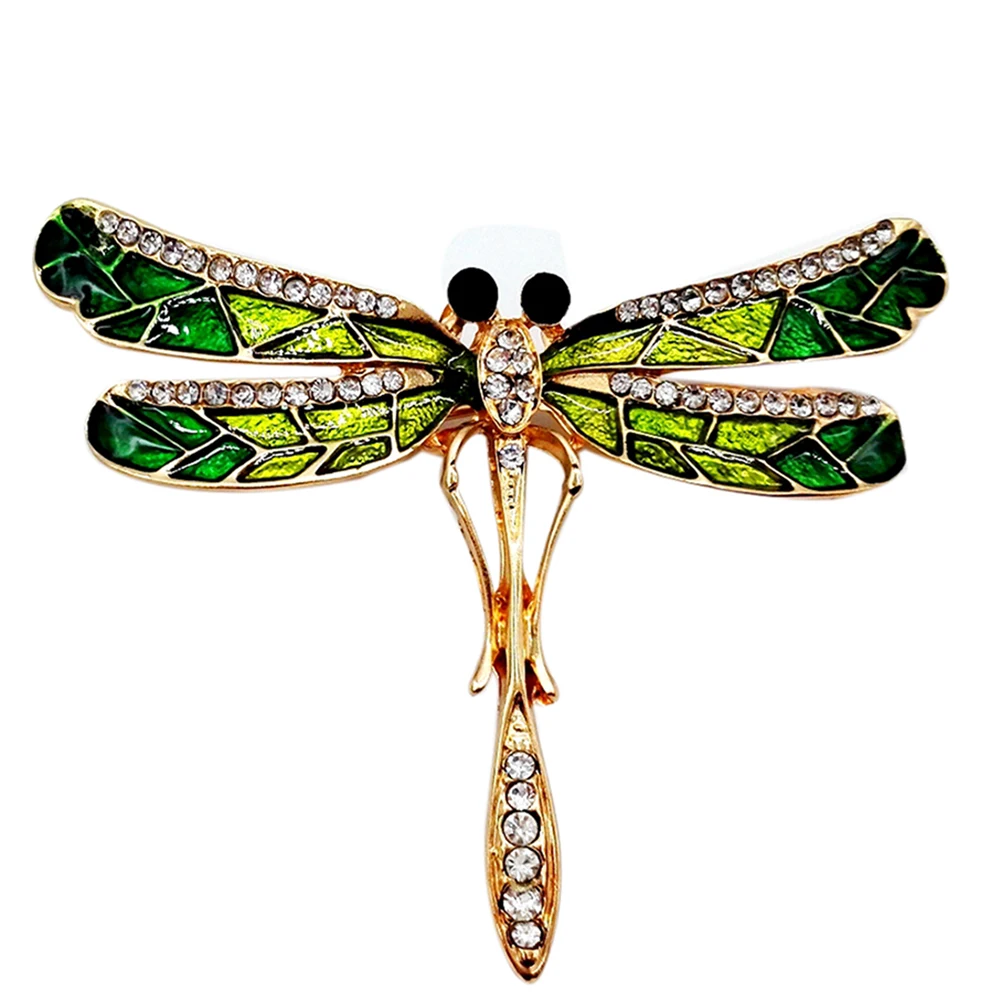 

Dragonfly Enamel Pins Female Brooches Crystal Broche Gold Color Alloy Enamel Pins Cute Brooches Garments Decoration Accessory