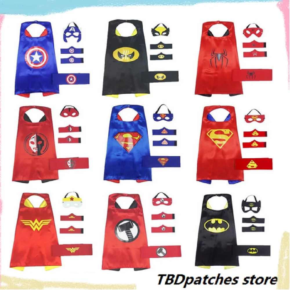 

Halloween children's cloak and mask costume for kids COSPLAY Superman/Captain America/iron man/spider man Cape Cloak