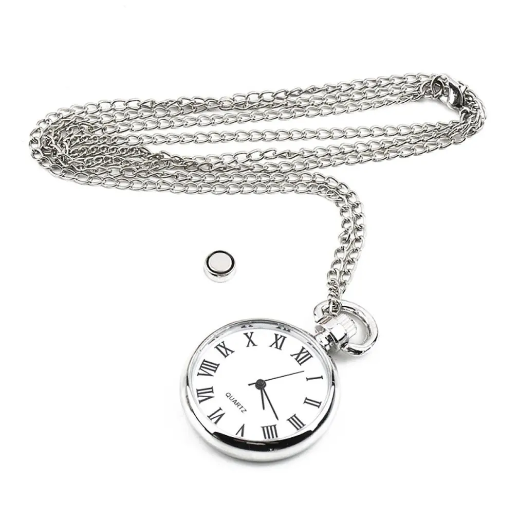 OUTAD карманные часы винтажная Длинная цепочка из звеньев ожерелье Серебряный Круглый Кулон в античном стиле