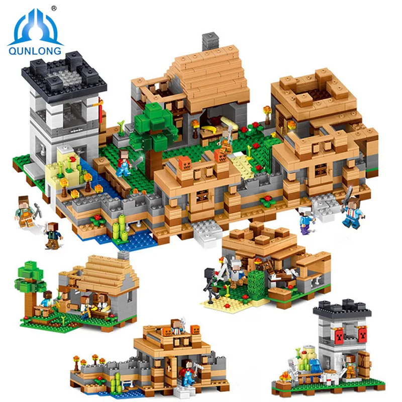 

Qunlong 4In1 Neverland Ranch Minecrafted Building Blocks Compatible Legoings DIY Action Figures Toys For Children Birthday Gifts