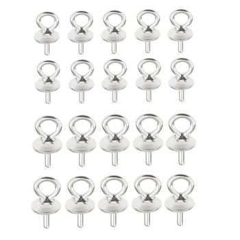 

20Pcs 925 Sterling Silver Pendant Clasp Pearl Bail Pins Half Drilled DIY