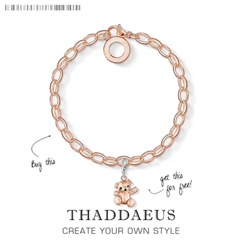 

Link Chain Charm Bear Bracelets,2019 Rose Gold Color Cute Gift for Women,Europe Style Glam Jewelry,Fashion Jewelry Acessories