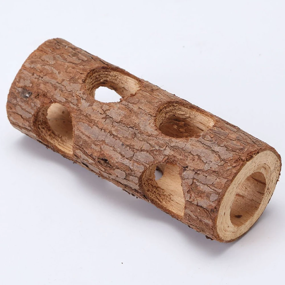 

Gift Pet Toy Cat Small Animal Funny Safe Wood Tunnel Hollow Tree Rabbit Dog Teeth Grinding Mice Solid Tube For Hamster