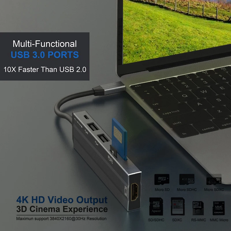 Ceny AIXXCO USB HUB USB C do hdmi SD TF do MacBook Samsung Galaxy S10 Huawei Mate 20 P20 pro typ C USB 3.0 HUB