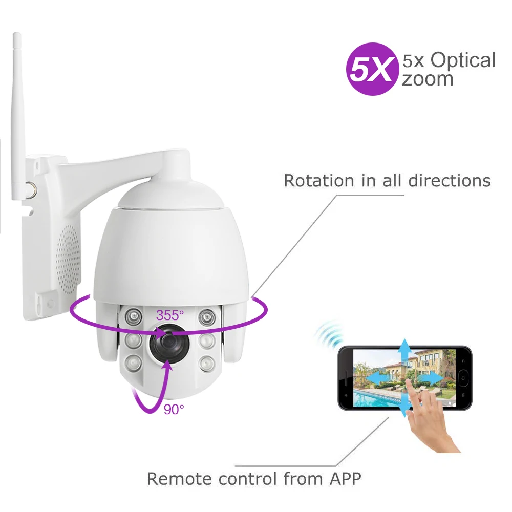 Wifi камера наружная мини PTZ IP камера 1080p скоростная купольная CCTV Камера Безопасности s IP камера wifi Внешняя 2MP IR домашняя Surveilance