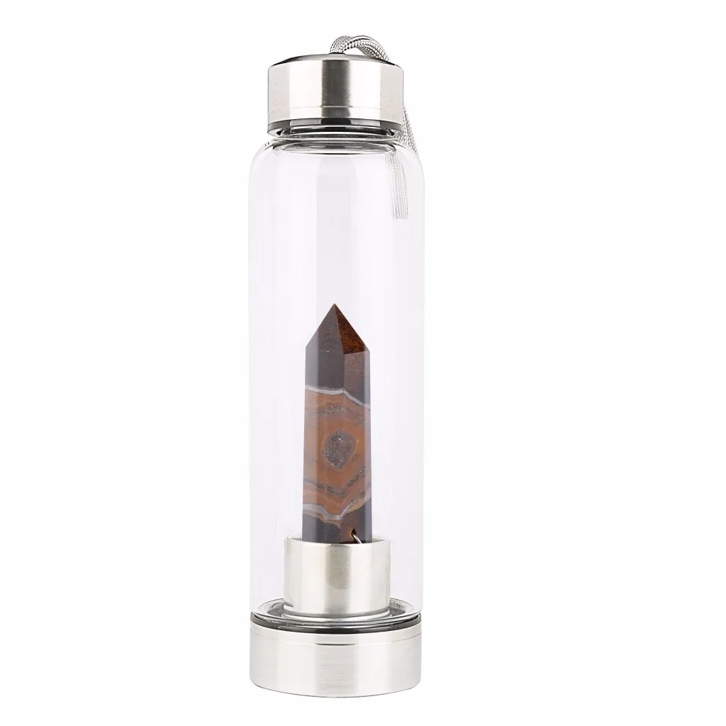 

NEW Creative Natural Crystal Water Bottle Portable Energy Healing Glass Cups Column energy stone Quartz Crystal Column Water Cup