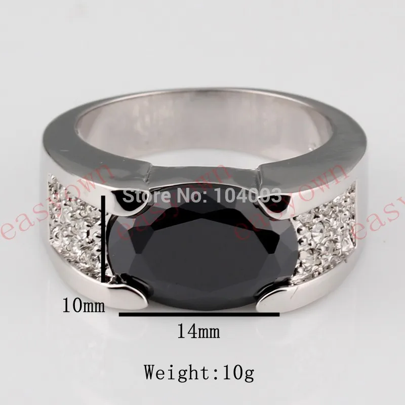 JUNXIN мужские модные перстни 10KT белое позолоченное кольцо черный AAA Циркон Кристалл ювелирные изделия