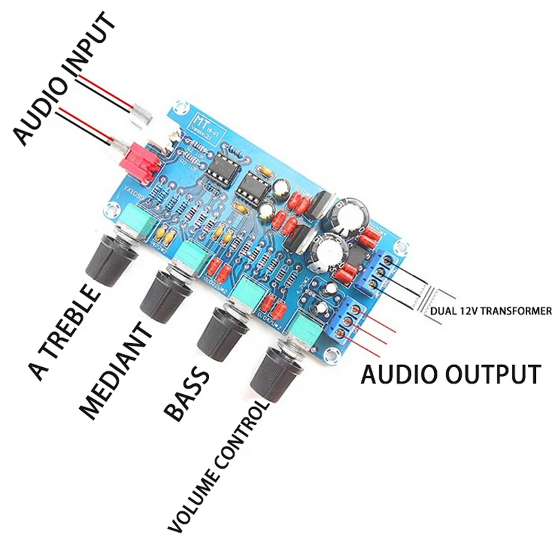 NE5532 OP-AMP HIFI Preamplifier Control Board Module Volume Tone EQ Control Board DIY Speaker Amplifier Kits