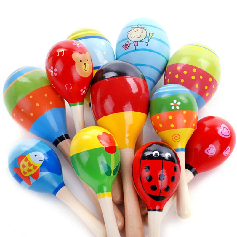 wooden baby maracas rattle