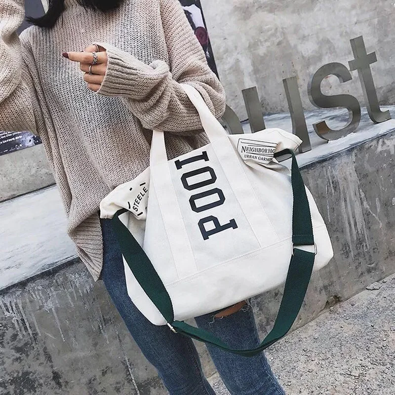 

Bolsos mujer Letter printing pattern canvas bag female shoulder literary fan portable large capacity shopper bag for women 2019