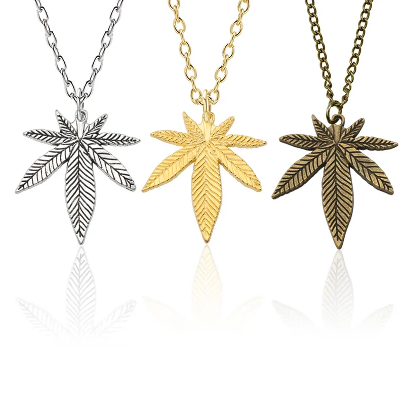 Maple Leaf Pendant Charm Necklace Gold Sliver Color Hemp Link Chain NeckLace For Women Men Gifls Jewelry Accessories | Украшения и