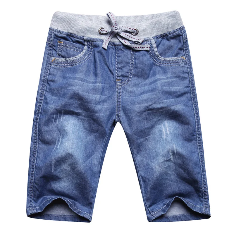 summer boys jeans denim shorts 50% length soft boys jeans