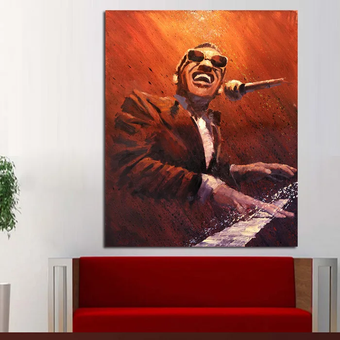 Free Shipping Handpainted Modern Abstract Oil Paintings Wall Pictures on Canvas Ray Charles Pianist Art Home Decoration | Дом и сад