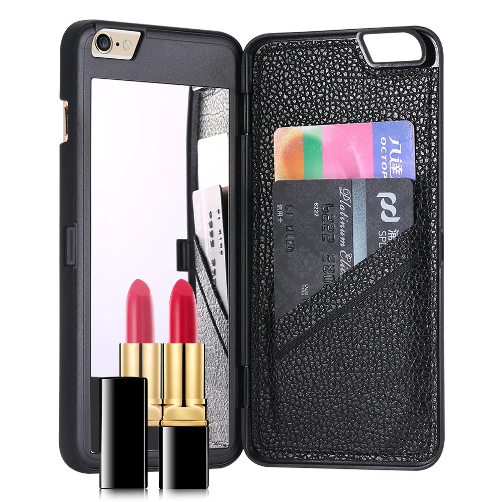 

Mirror Case for iPhone 6 6s for iPhone 6 Plus 6s with Card Holders Hard Flip Wallet Leather Cover Coque for iPhone 7 7Plus 5 5SE