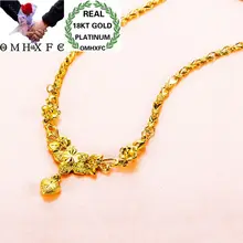 MHXFC,, Европейская мода, женский подарок для вечеринки, дня рождения, свадьбы, винтажный цветок, сердце, Настоящее 18 К Золотое ожерелье с подвеской NL113