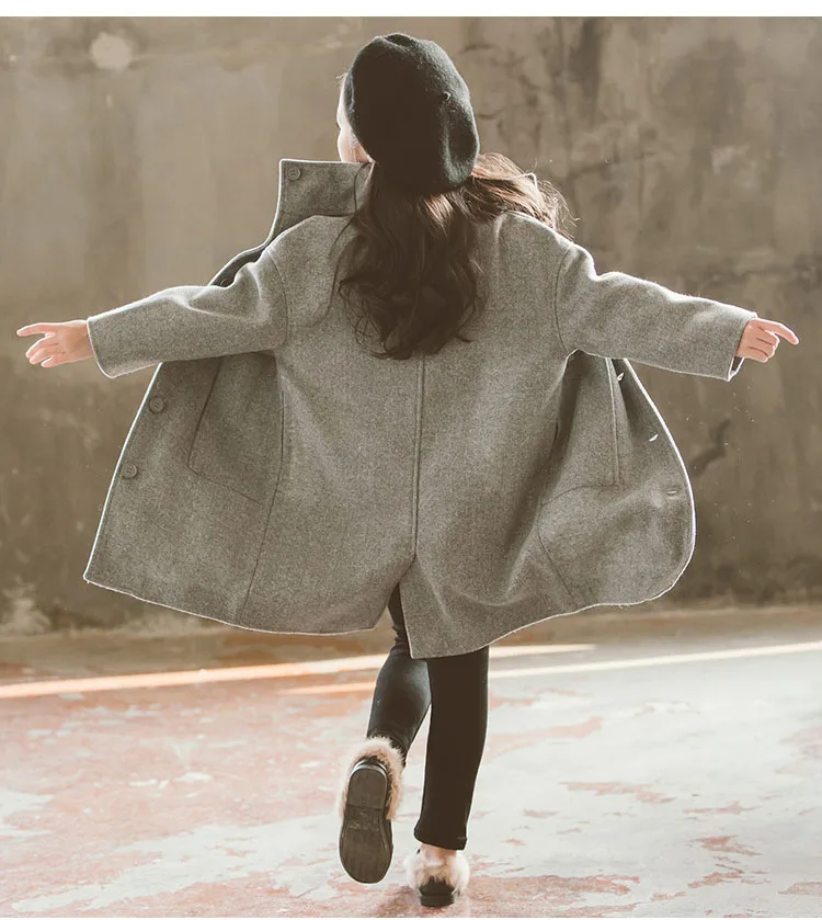 woolen long jackets for kids girls solid tench coat children outerwear tops clothing new 2018 autumn mother and daughter clothes (21)