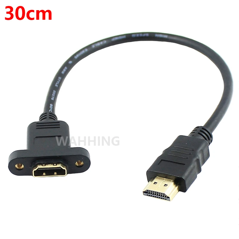 

Gold HDMI Extension Cable Lead High Speed HDMI Male to Female Ethernet Extender with Screw Hole Locked Panel Mount Cable HY1240