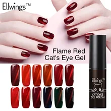 Ellwing 1pcs 2017 Newest Fire Red Cat Eye Nail Gel Polish Soak Off Uv Gel Varnish 3D Shining Colors Magnet DIY Gel lacquer