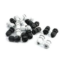 20 шт Водонепроницаемый Регулируемый PG7 3,5-6 мм кабельный ввод соединения черный белый
