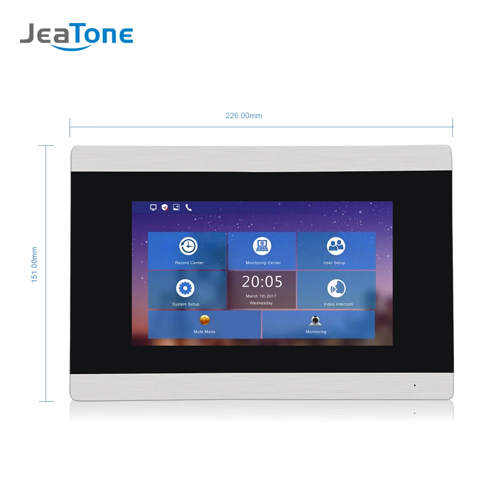 JeaTone 7 ''сенсорный экран wifi IP видео домофон видеодомофон дверной звонок квартира система контроля доступа Обнаружение движения 1-2