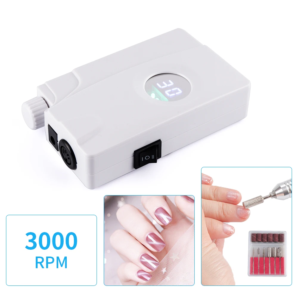 Портативный 20 Вт 30000 об/мин Электрический сверлильный станок для ногтей перезаряжаемый маникюрный педикюрный набор для оборудования для дизайна ногтей сверла для ногтей