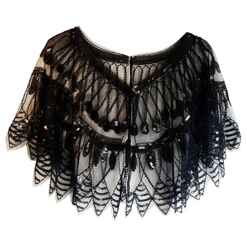 

Women's Evening Shawl 1920s Gatsby Sequin Vintage Cape Bolero Flapper Cover Up