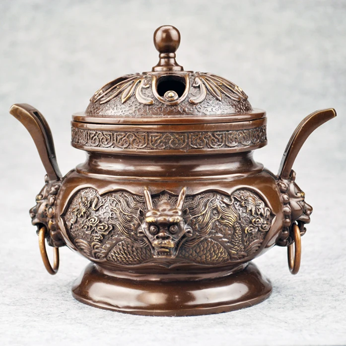 

Copper stove decoration daming xuande lion burner plate incense