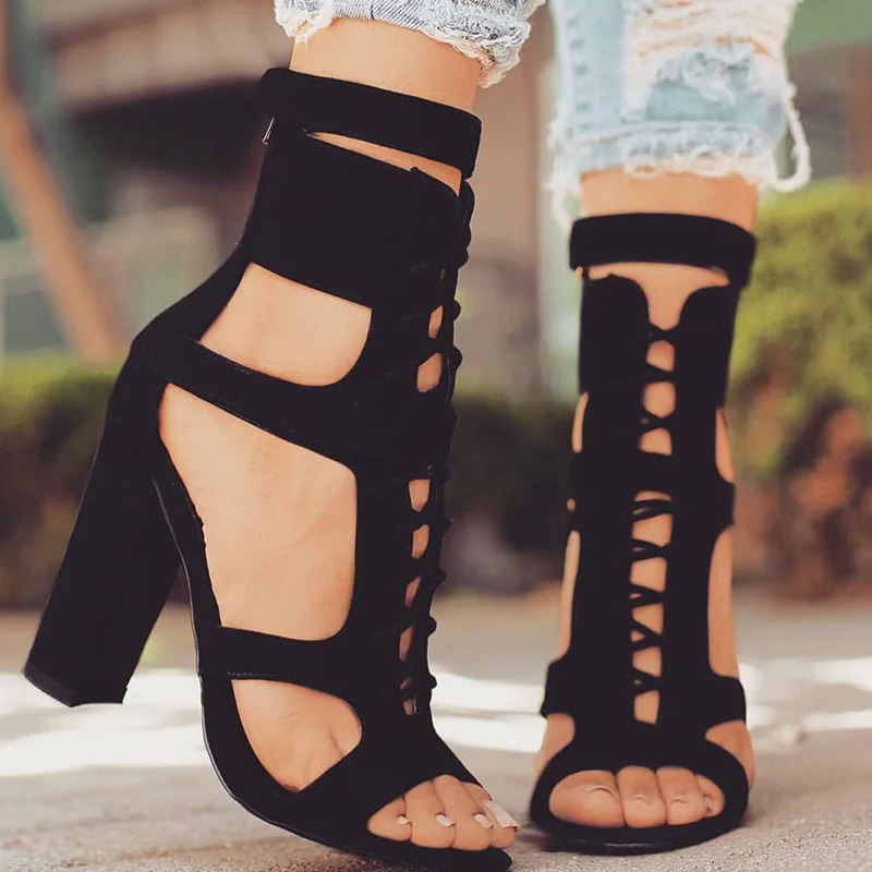 

Sexy Women Summer Platform Shoes Cover Heel Zipper Open Toe Women Wedges Sandals Square Heel Paty Footwear