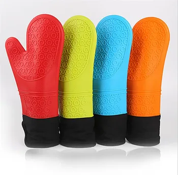 

100 PCS long length and ADD cotton silicone cloth glove microwave oven heat resistant BBQ gloves and Bakeware Oven Mitts