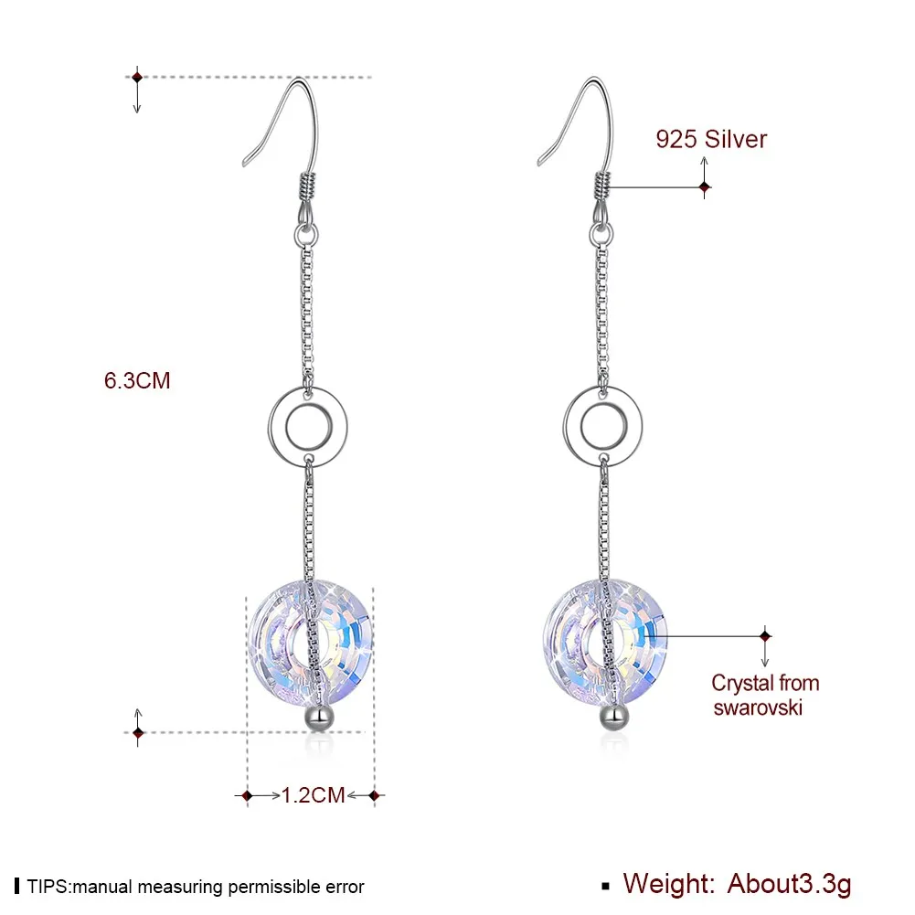 LEKANI кристаллами от Swarovski длинные серьги кристалл круглые подвески чистого