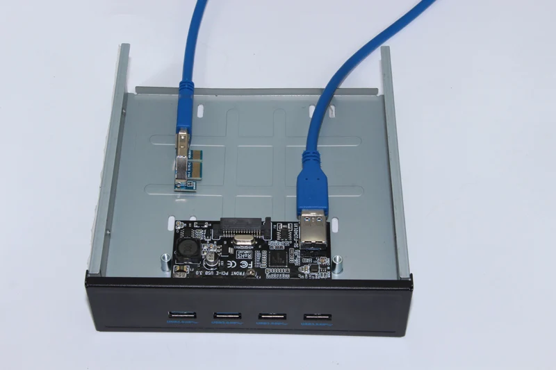 USB 3.0 PCI-E 1x to 4 Ports Card 5.25 Floppy Bay Front Panel USB3.0 Hub Splitter Internal Combo Bracket Adapter for PC Desktop high speed 3 5 18pin to 2 port usb 2 0 hub with mic audio 3 5mm pc floppy drive bay front panel