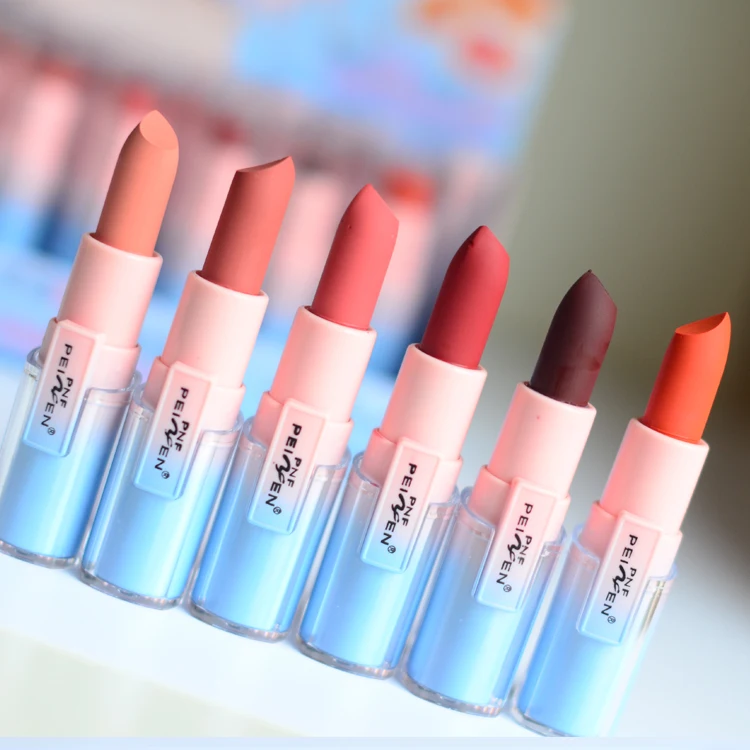 

Free Shipping Lips Makeup Cosmetics Waterproof Matte Moisturize Solid Lipstick Long Lasting 24 Hours Fadeless 6 Colors Optional
