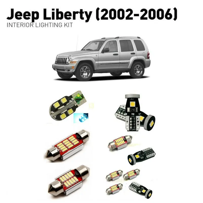 Светодиодные внутренние фары для Jeep liberty 2002-2006 9 шт. светодиодные автомобилей