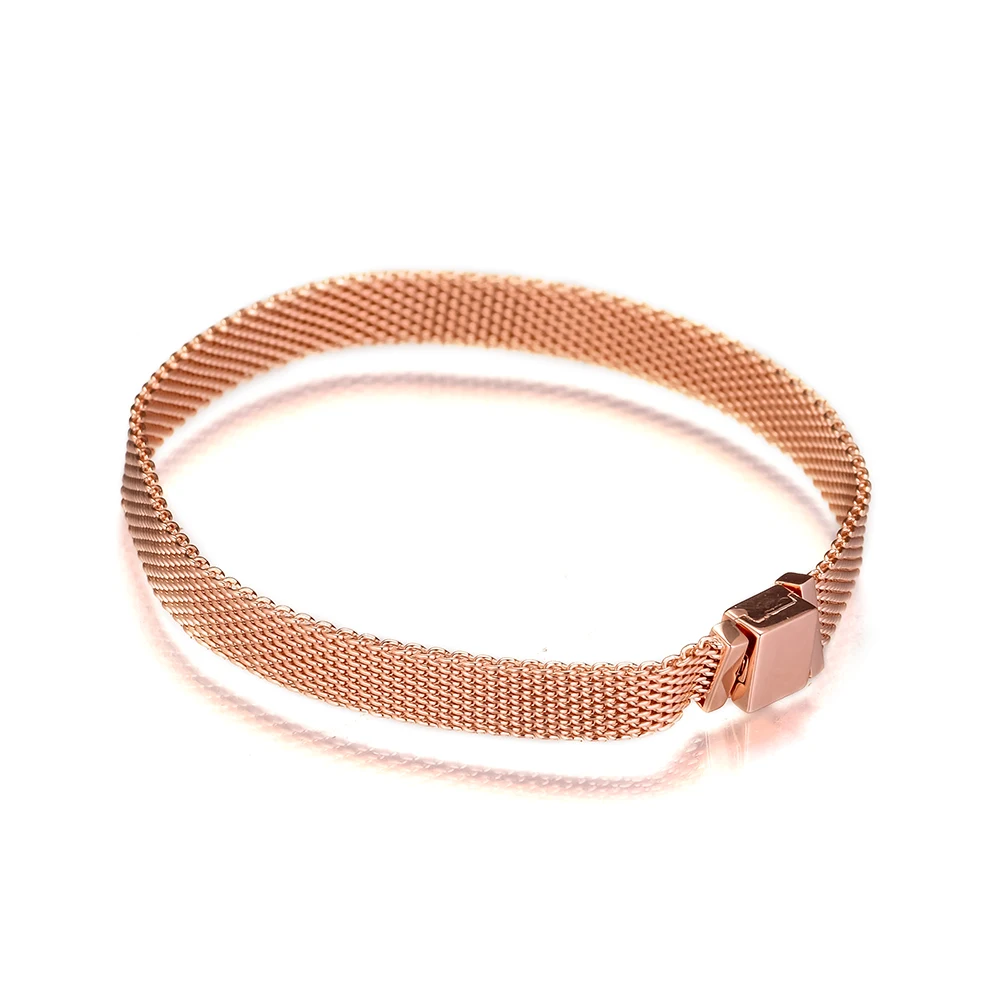 

100% 925 Sterling Silver Reflexions Bracelet RoseFit for Brand Logo Reflexions Charm Bracelet Women DIY Making Gift 16-21CM