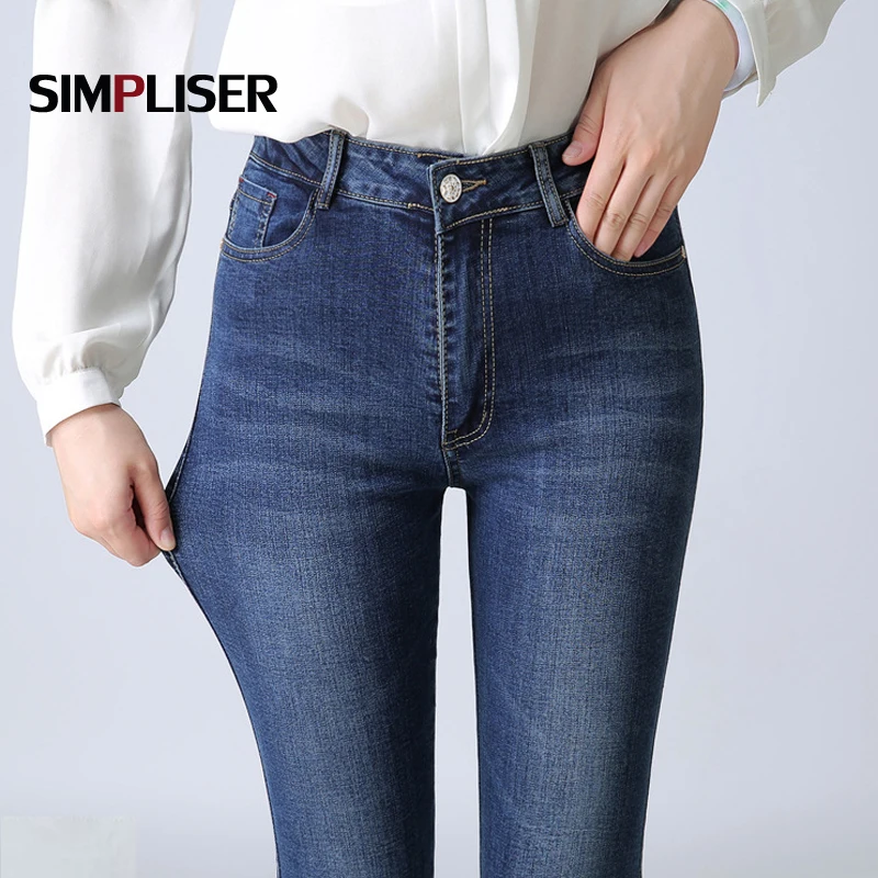 Denim Blue Jeans For Women 2018 High Quality Mom Jeans Trousers Plus Size 38 36 Femme Jeans Pencil Pants Leggings Big Sizes