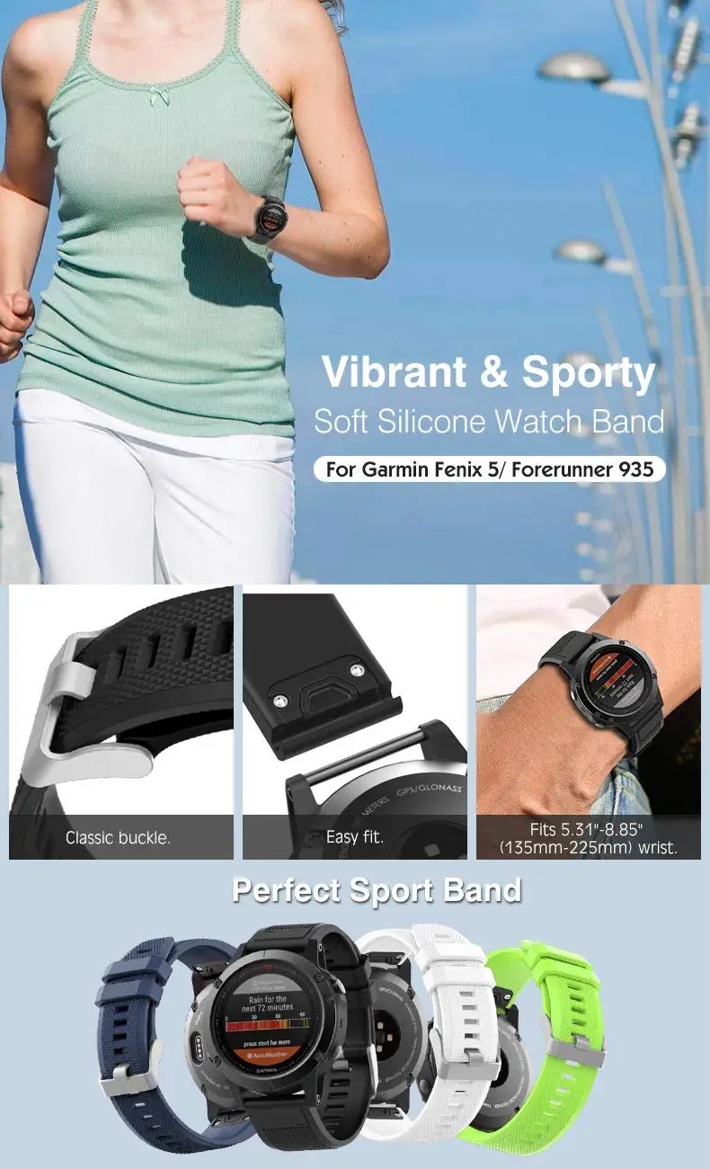 20 22 26 мм Силиконовые Ремешки для наручных часов Quickfit Garmin Fenix 5X5 3HR ремешок для наручных часов Easy fit Release ремешок для forerunner 935 Band