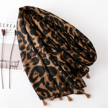 

KYQIAO women leopard scarf ladies office autumn winter Spain style fashion sexy long leopard pattern neck scarf muffler