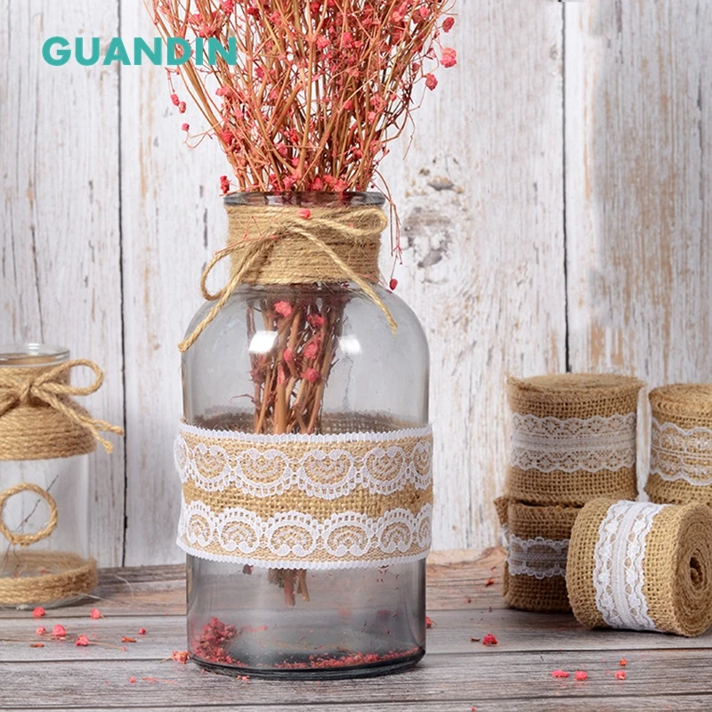 GUANDIN,2 Yard/Piecs Decoration Belt,DIY Handmade/Wedding Party/Crafts&Gift Packing Decoration Material Linen Lace Ribbon