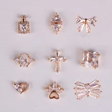 10 шт. цвета: золотистый, 3d Стразы ювелирные изделия со стразами металлический сплав для маникюра арт драгоценные камни Модный Блестящий Циркон ногтей талисманы ER002