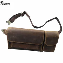 Новая мужская поясная сумка Crazy Horse из натуральной кожи, длинная винтажная сумка из воловьей кожи с карманом для денег, сумка для мобильного телефона, рабочая сумка