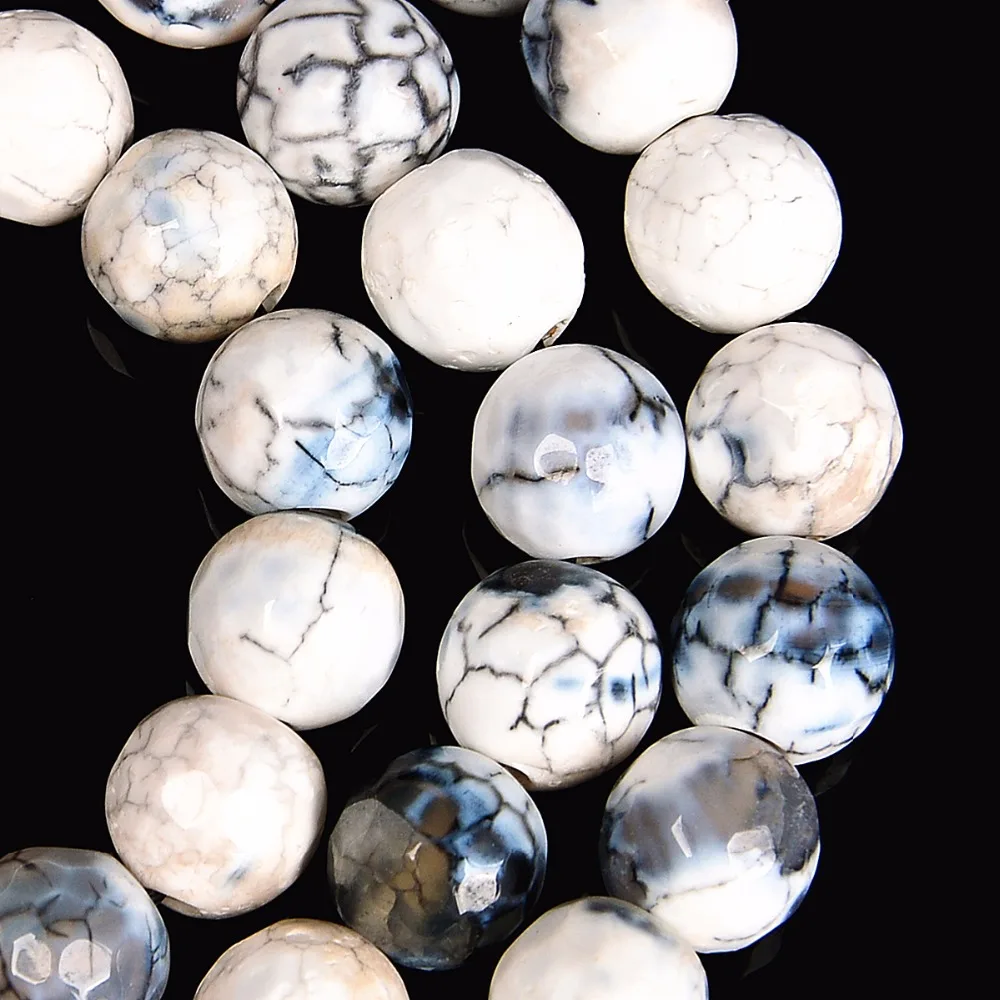 6-10 мм бусины из сердолика с неровным узором черно-белые бусины круглой формы из натурального камня для изготовления ювелирных изделий