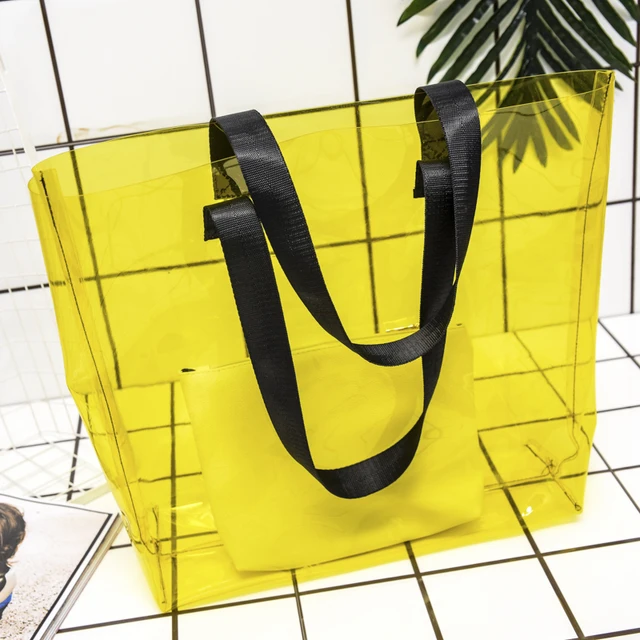 US $17.55 Candy Transparent Bag Swimming Bags Handbags Pool Beach Pouch Shoulder Sports Pack 2pcs stes sac de