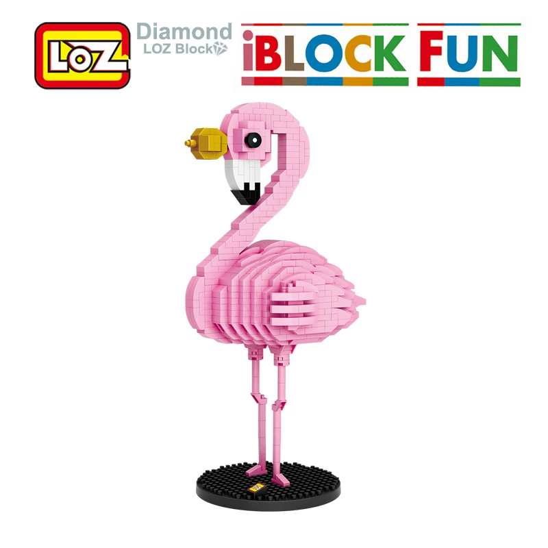 

Loz Flamingo Building Block Self-locking Bricks Animal Toy Brick Pink Bird Office Worker's Decompression Toy Best Gift for Girl